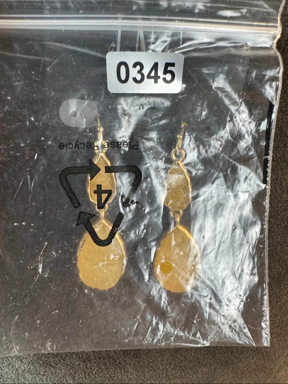 0345-INC‎ International Concepts Gold-Tone Yellow Druzy Teardrop Dangle Earrings